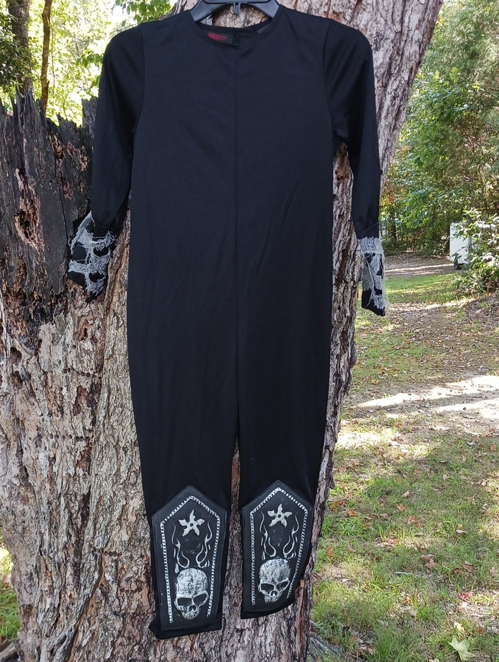 Black Skull Coffin Kids Halloween Costume Jumpsuit